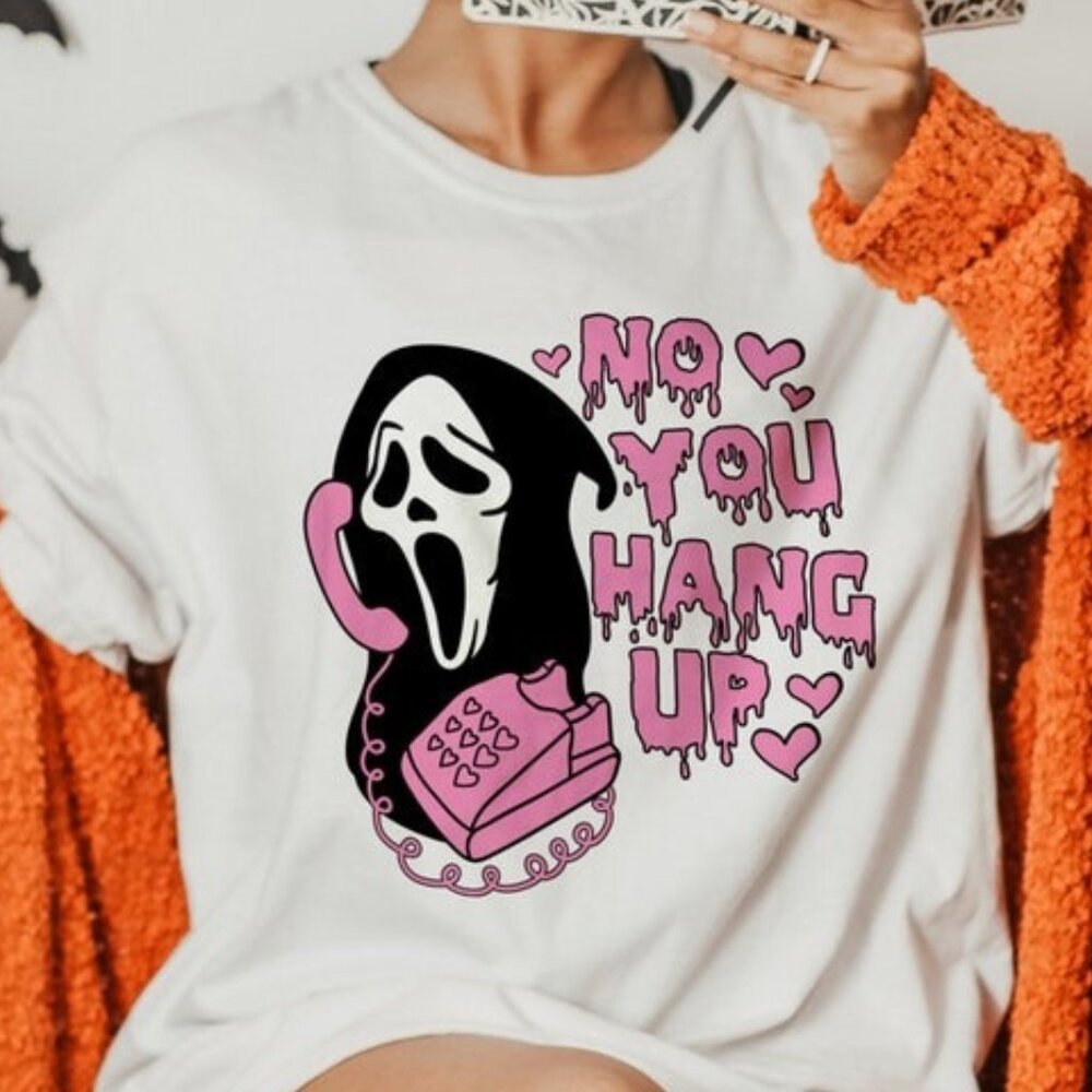 No You Hang Up T-Shirt, Ghostface Scream Shirt, Halloween Horror Tee